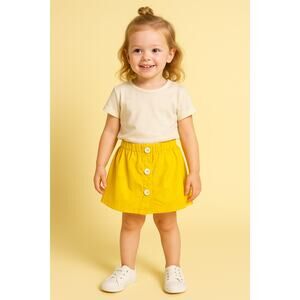 Bright Yellow Button-Front Skirt SHEIN Kids 100 (3–4 Years)